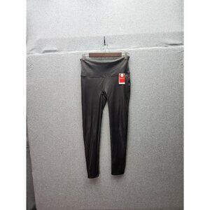 Spanx Petite Faux Leather Leggings Black Size L/G High-Waisted Slimming Fit